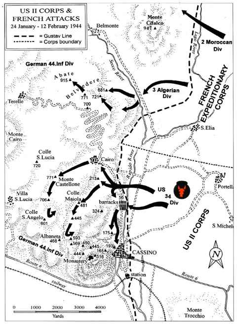 <p>Schema della prima battaglia di Cassino.</p>