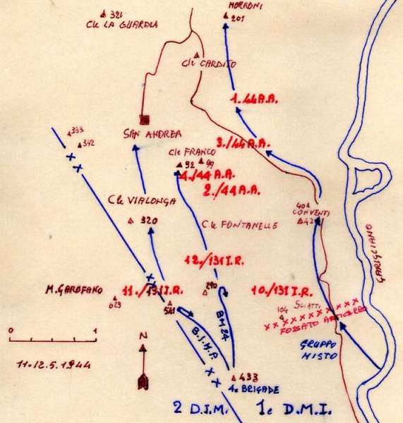 <p>Schizzo topografico del settore di attacco della 1a divisione motorizzata di<br /> fanteria.</p>